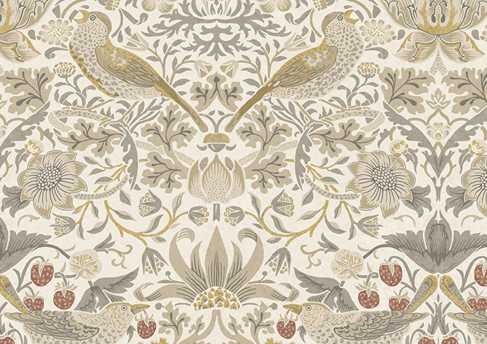 William Morris At Home Strawberry Thief, Ochre - Roller Blind - Image 6